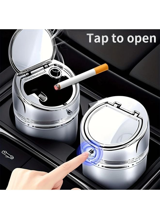 Stainless Steel Car Ashtray Type A with One Press Pop Up Lid and Cigarette Holder - Image 1